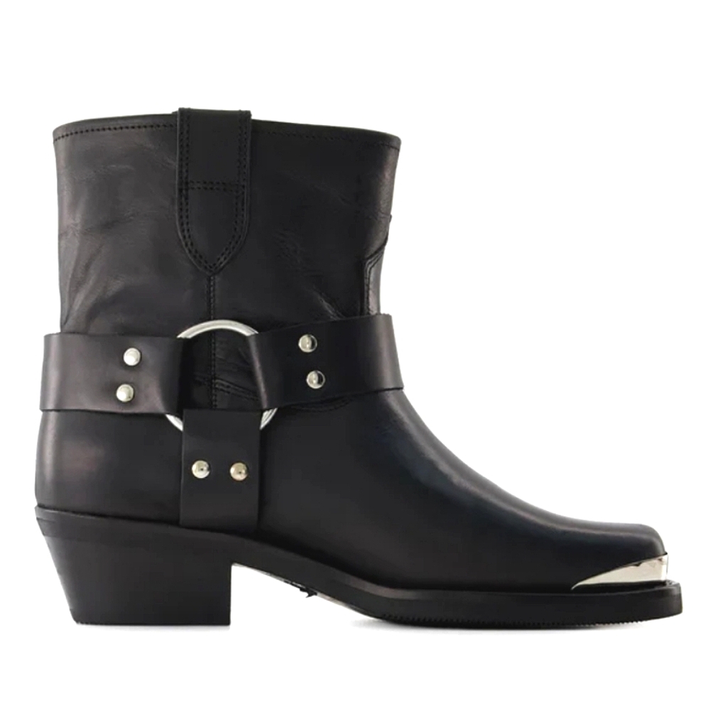 Anine Bing Mid Ryder Moto Boots Leather Black 37/7